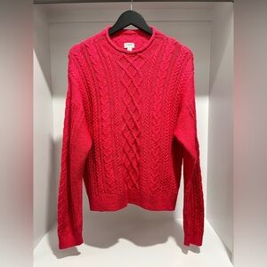 J. Crew Vibrant Magenta mock neck cable knit sweater size Large